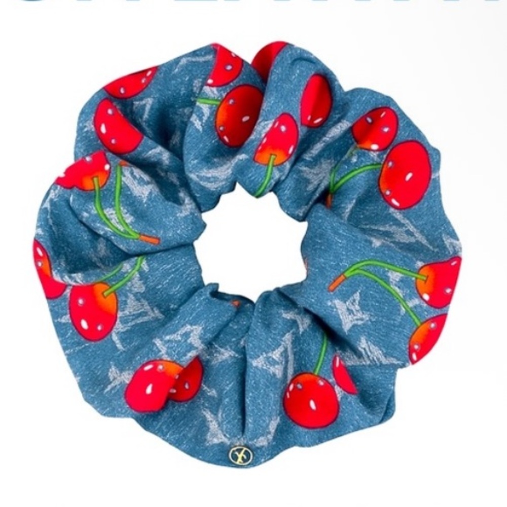 Louis Vuitton Cherry Patterned Blue Scrunchie